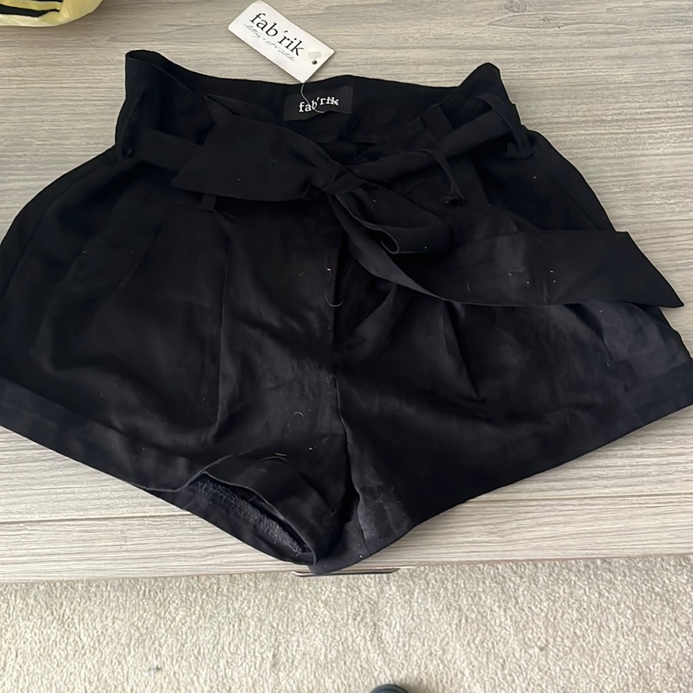 Fab’rik Black pleated Faux Suede Shorts S